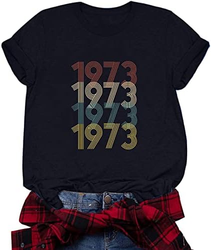 Presente de aniversário do 50º aniversário vintage 1973 Mulheres mulheres 50 anos de camiseta de camiseta Carta de t-shirt