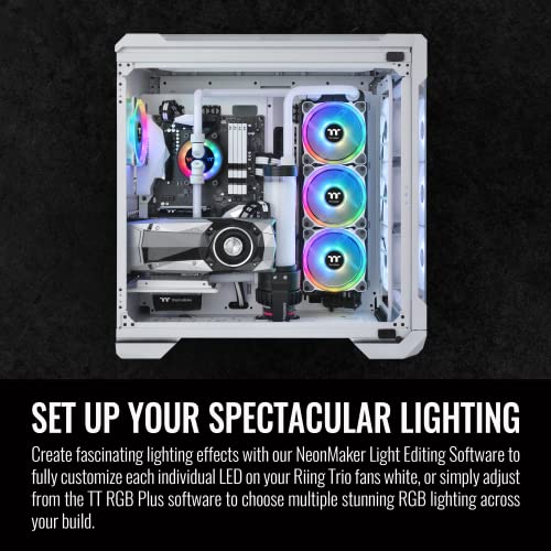 TRIO TERMALTAKE RIING 12 RGB WHITE TT Premium Edition-3 pacote, 120 mm, 3 Independente 16,8 milhões de projetos de anel LED de cores, com 30 LEDs endereçáveis, fã de caixa/radiador, Cl-F126-PL12SW-A