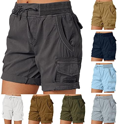 Shorts de carga de angxiwan para mulheres multi-bolsos leves 7 Golfe de caminhada curto verão casual elástico elástico shorts