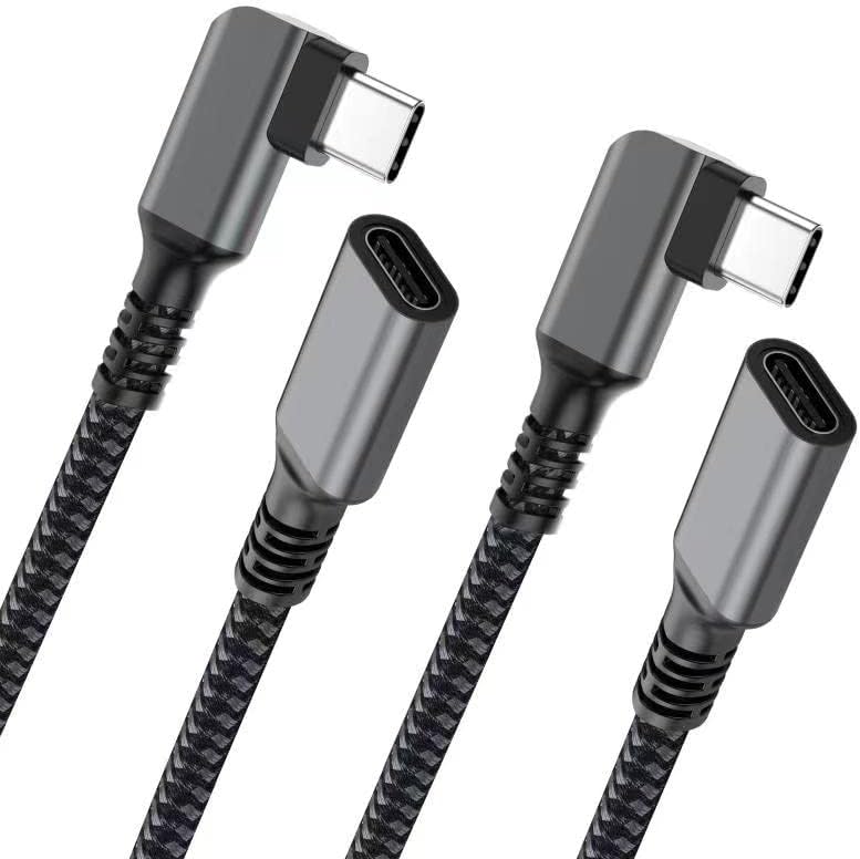 Cabo de extensão USB C 1,5 pés 2-pacote, USB C Extrender Macho para fêmea 4K Cord, Gen 2 10Gbps, Extender C Tipo C de 90 graus, compatível com MacBook Pro/Air, iPad Pro, Surface Go, Nintendo Switch