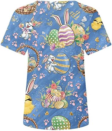 Ovos de coelho coloridos Imprima camiseta de Páscoa para mulheres Camisas engraçadas camisetas redondas Manga de manga