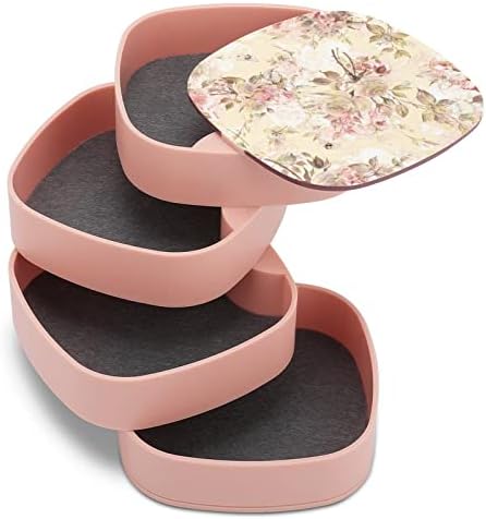 Caixa de jóias Nahan Belas flores portátil Jóias de viagem Caixa de jóias ABS Caixa de armazenamento de jóias rosa para colares