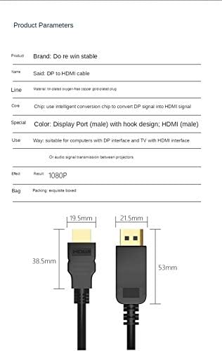 Sheng Jie DP para HDMI Adaptador DisplayPort Interface HD Desktop Computador Host Conversor de placa gráfica para monitorar o cabo do cabo de vídeo Cabo 4K60Hz masculino para fêmea