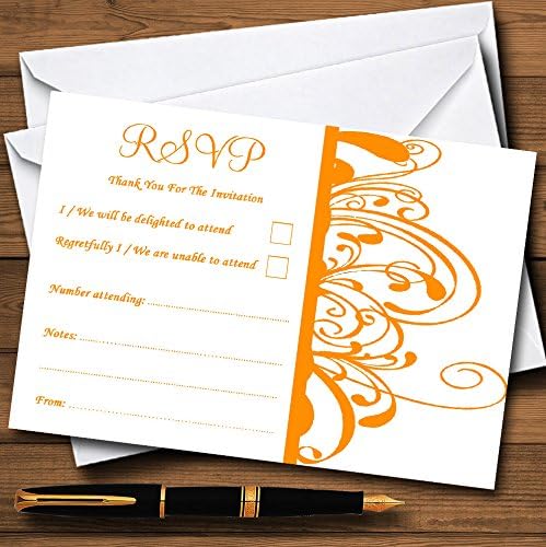 White & Orange Swirl Deco Personalizado Cartões RSVP