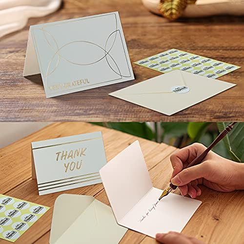 Cartões de agradecimento do NuPosul com envelopes - 24 cartões de nota em branco para todas as ocasiões, chuveiros de bebê, casamento, festa de aniversário