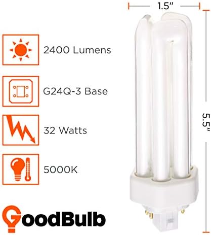 BOLBULB 32 WATT CFL BULBS | 4 PIN GX24Q-3 BASE 5000K DIA | 32W Alta saída 2400 lúmens | Lâmpadas fluorescentes compactas