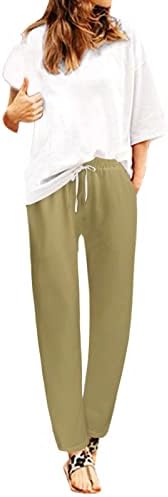 Calça feminina de Miashui para trabalho Casual Mulheres Calça elástica da cintura com bolso calça de cor sólida de bolso