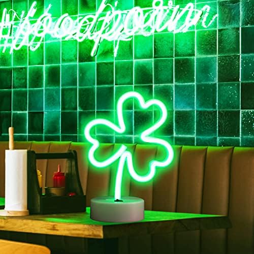 Sinais de neon shamrocks em forma de decorações do dia de São Patrício, luzes de neon de trevo led verde para decoração de quarto