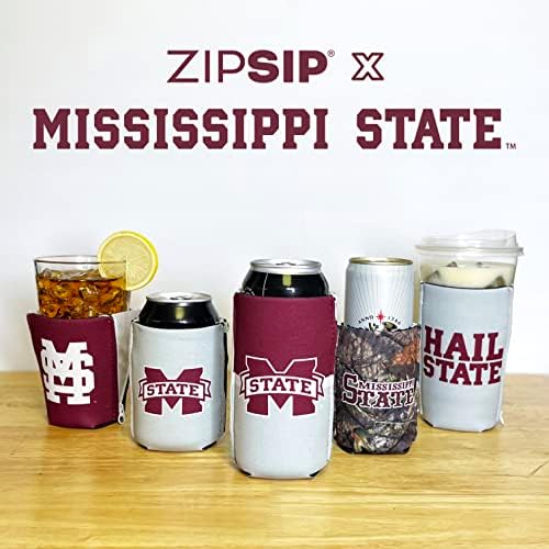 Mississippi State University MSU Bulldogs dividiu Bigsip All-in-One Ajuste Neoprene Holder de bebidas com zíperes