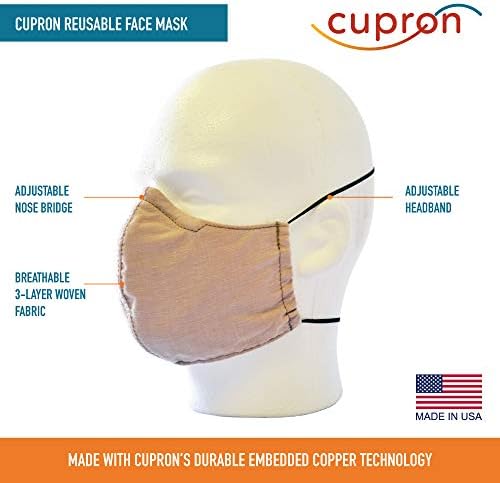 Máscara facial reutilizável de Cupron - máscara de pano de tecido com infusão de cobre com sobre a cabeça elástica