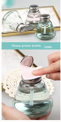 1 PCS, garrafa de dispensador de vidro transparente de 180 ml/6 oz para esmalte e removedor de maquiagem, recipiente de desinfetante