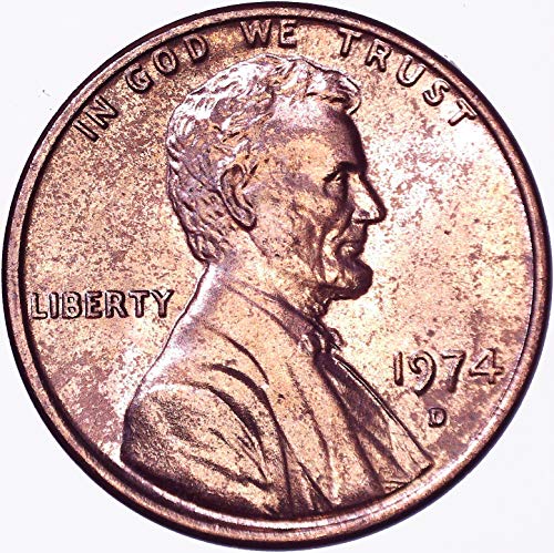 1974 D Lincoln Memorial Cent 1C sobre não circulado