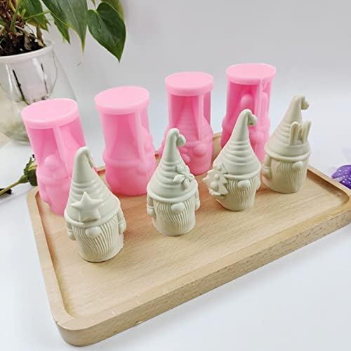 XIDMOLD 3D Christmas Gnome Candle Molde Papai Noel Molde de silicone Molde de resina epóxi para vela de aromaterapia, sabão,
