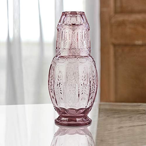 Elle Décor Vintage Casa de cabeceira de água com copo-arremessador elegante e vidro de bebida combinando duplas como tampa para