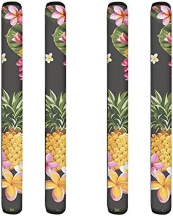 Jiueut 4pcs Conjunto de abacaxi tropical Hibiscus Neoprene Tampa da maçaneta da porta da geladeira, alças de decoração de eletrodomésticos