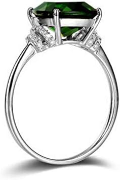 Mulher Mulher 925 Prata Emerald Birthstone Ring Jeia de casamento Presente SZ 6-10