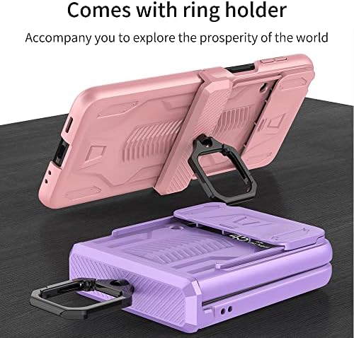Caixa Shieid Samsung Z Flip 4 Kickstand com proteção contra dobradiça, caixa de proteção Galaxy Z Flip 4 Caso de corpo inteiro