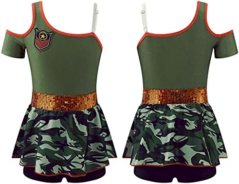 Vernlan Girls 2 peças Ginástica Laraard Athletic Don Set Sports Sports Camuflage Prind com roupas de shorts
