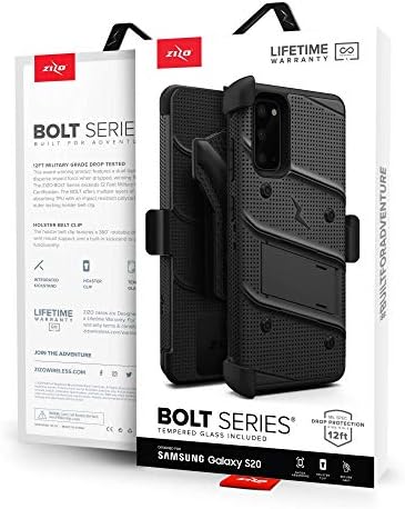 Zizo Bolt Series for Galaxy S20 Case com coldre de kickstand cordão - preto
