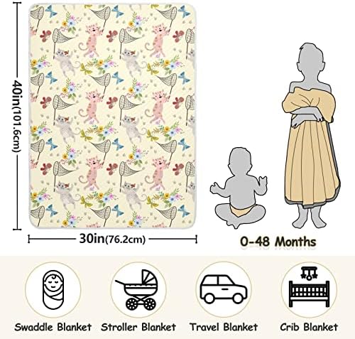 Flores de borboleta de gato cobertores de bebê para meninos super macios e macios Cobertores de criança para meninas cobertor de berço leve para meninos meninas garotas adultos carrinhos de bebê viagens de berço recém -nascido