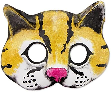 Novica Máscara de couro decorativo, amarelo, Jungle Jaguar '