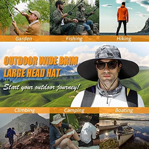 【Oversize XXL & Wide Brim】 Chapéus Sol para Homens, 【UPF50+Impervenção a Água】 Bucket Boonie de Hat de Pesca para Caminhadas