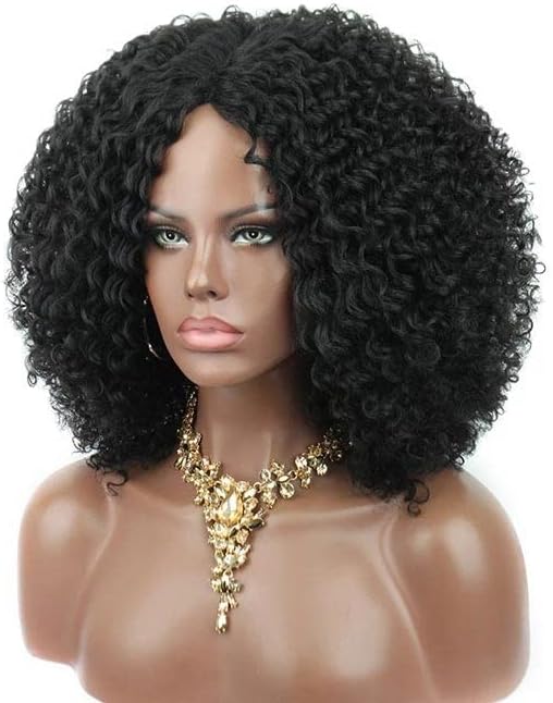 N/A 8 polegadas curtas perucas curtas Afro Kinky Curly peruca peruca de renda sintética para mulheres negras Parte de renda curta