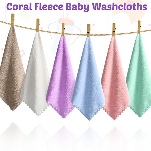 72 pcs panos de lavagem de bebês 10 x 10 polegadas Microfiber coral lã de bebê toalhas de rosto de lavagem absorvente