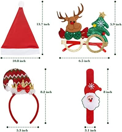 Favores da festa de Natal para crianças - 20 PCs - Hat de Natal clássico Papai Noel Claus Bandas de cabeça da cabeça da