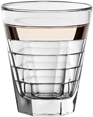 Barski - vidro europeu - copos de copos antiquados duplos - com banda de platina - conjunto de 6-11,5 oz. - Feito na Europa