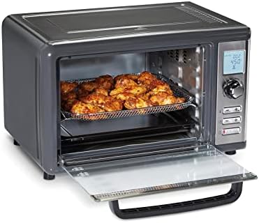 Hamilton Beach Air Fryer Batentop Toaster forno com tecnologia CRISCE, Capacidade XL para 2 pizzas de 12 ”, duas panelas de 9” x 13 ”e posições de rack, controles digitais, cinza