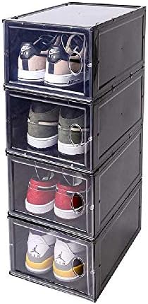 Saco de armazenamento de sapatos plástico transparente dobrável, caixa de armazenamento de sapatos empilhável, precisa ser montada