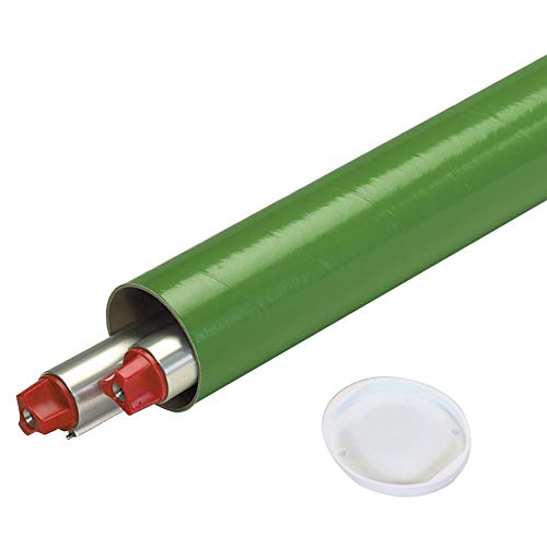 Caixa EUA Tubos de correspondência verde com tampas, 3 polegadas x 36 polegadas, pacote de 24, para remessa, armazenamento,
