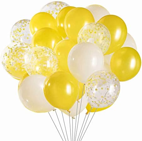 Balões verdes amarelos, balão de látex de confete amarelo e verde para decorações de festas, 12 polegadas, pacote de 50.