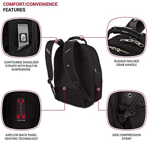 Gear suíço SA1923 Backpack de laptop para scannsmart de TSA preto - se encaixa na maioria dos laptops e tablets de 15 polegadas