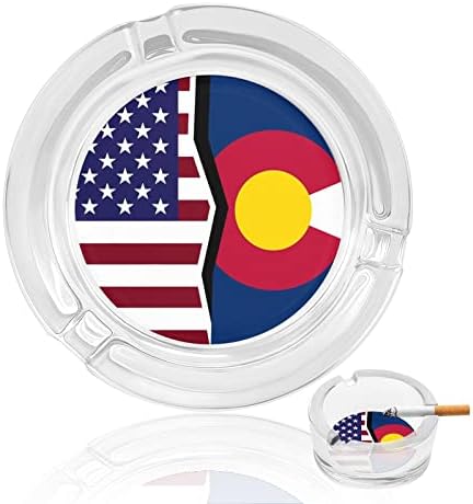 American e Colorado State Flag Glass cinzeiros para cigarros lixo à prova de vento pode imprimir bandejas de cinzas sofisticadas para