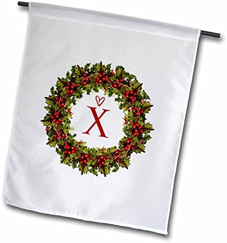 Letra 3drose X- Red Berry Holly Wreath com rabisco - Sinalizadores