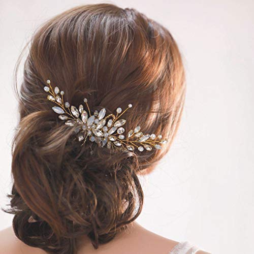 UniCra Bride Wedding Hair Combs Black delicado Opal Crystal Bridal Cabeça Acessórios para Mulheres e Meninas