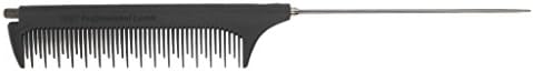 Zhjbd pente de cauda de metal retrátil, pente de cabelo de cauda de rato de rato de aço inoxidável fino, comprimento ajustável portátil - codificação preta/734