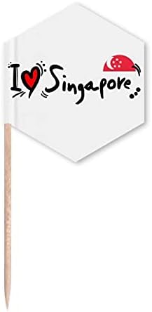 I Love Singapore Word Flag Love Ilustração Ilustração de dente Bandeiras Cupcake Picks Party Celebration