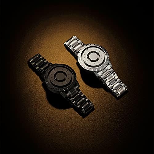 EUTOUR Watches Men Relógios magnéticos 3D PVD One Piece Swiss Quartz assistir Relógios à prova d'água Resina/Correia de aço Dial preto