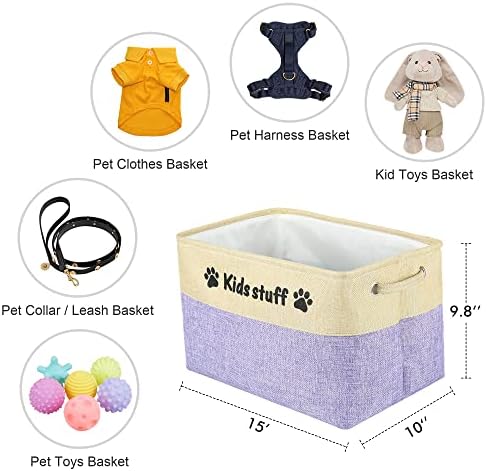 QIANBird Dog Toy Bin Bin Storage Cesto de cesta de gato Cat Bory Basket Bin-Large Fabric Storage Box com alças ou recipiente de armazenamento de alimentos para cães para organizar e coletar acessórios