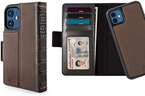 Doze livros de South Magsafe para iPhone 12 mini | Caixa de carteira de couro de 3 em 1 com suporte de exibição/casca magnética