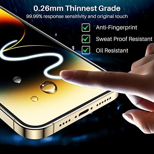 TOZO Compatível para iPhone 14 Pro Max Screen Protector 6,7 polegadas 3 Pacote de vidro temperado premium 0,26mm 9h Drafidade