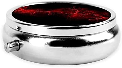 Explosão Burst Red Black Pill Box, Caixa de comprimidos redondos, caixa de comprimidos de três compartimentos de metal, fácil de transportar