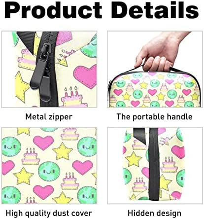 Stars Hearts Cakes Organizador Eletrônico, Bolsa de Armazenamento de Cordamento de Cordão à prova d'água para viajar em casa, acessórios eletrônicos estojo para carregar mouse USB SD Card discos rígidos