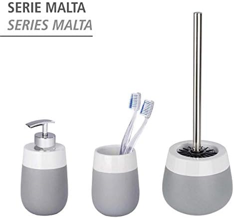 Wenko Malta Soap Dispenser, Ceramic, Gray/White, 7,6 x 7,6 x 15,2 cm
