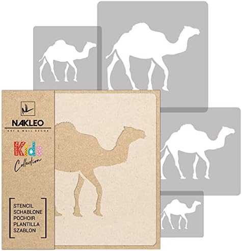 NAKLEO 5 PCS STEXIS DE PLÁSTICO REUSIÁVEL - Animal de camelo dromedário - 13,4 a 3,5 - Modelo de pintura de crianças do
