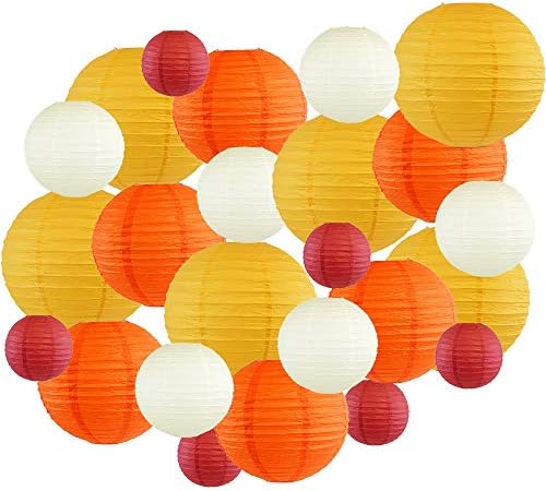 Apenas artefatos de queda decorativa redonda de papel chinês lanternas 24pcs tamanhos e cores variadas
