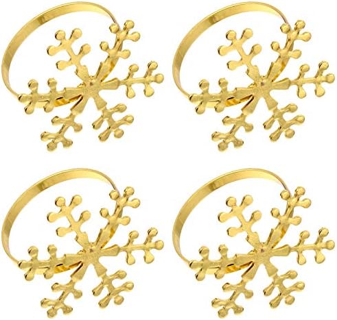 Hemoton Santa Ornament 4pcs Gold Snowflake Serviette Buckles Ring Rings Christmas Natividade de Floco de Neves para o Jarro de Natividade